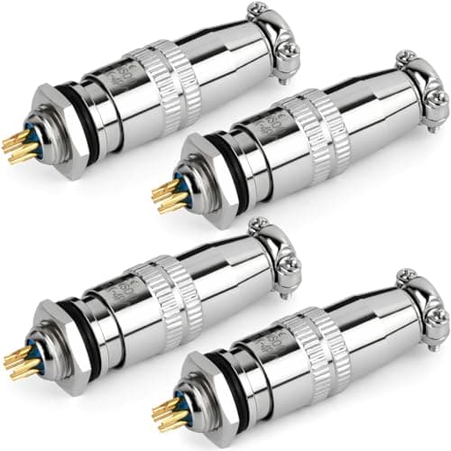 [Pack of 4] CLYXGS XS8 Push-Pull Aviation Connector, 4 Pin Self-Latching Circular Plug & Socket, Quick Release Ball Detent Locking, 8mm Mounting, 3A 250V Metal Industrial Wire Connector