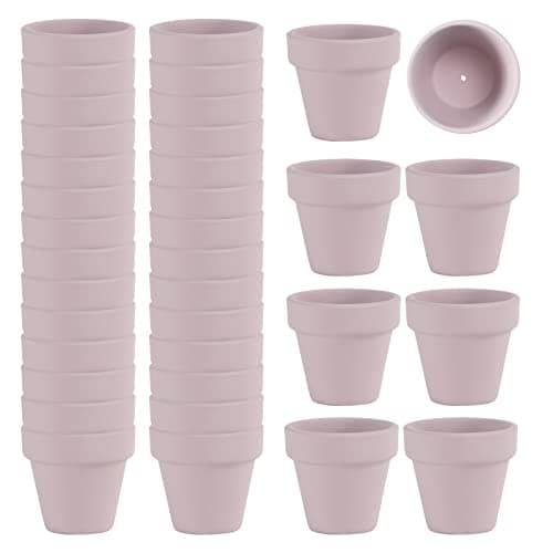Fcacti 36 Pcs Small Mini Pink Clay Pots 2.1'' Terracotta Pot Clay Ceramic Pottery Planter Cactus Flower Pots Succulent Nursery Pots- Great for Window Boxes, Cactus, Plants, Crafts, Wedding Favors