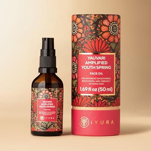 iYURA Yauvari Amplified Youth Spring—Face & Neck Moisturizer for Dry to Very Dry/Mature Skin | Firms the Look of Cheeks, Jowls & Neck | Pro-Aging, Natural Face Oil with Black Gram | 1.69 fl oz (50 ml)