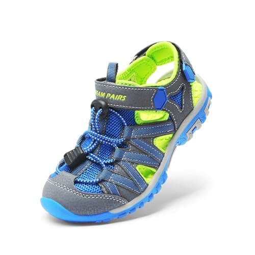 DREAM PAIRS Boys Girls Closed-Toe Outdoor Summer Sport Sandals for Toddler/Little/Big Kid,Size 5 Toddler,Grey/Green/Blue,181108K