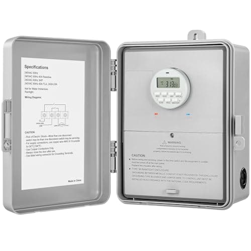 SURAIELEC Digital Pool Timer, 40AMP 240V 3HP, 7-Day Pool Pump Timer Switch