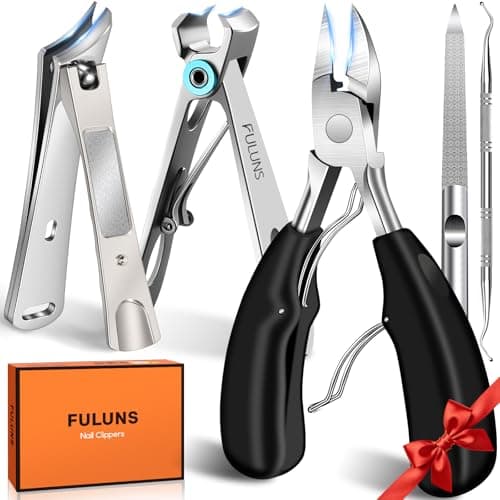 Toenail Clippers for Seniors Thick Toenails, Ingrown Toe Nail Clippers for Men Thick Nails with Wide Opening, Heavy Duty Large Sharp Nail Clippers Set with Long Handle Gifts for Men Women, Silver