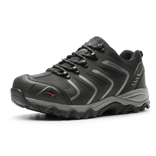 NORTIV 8 Men's Low Top Waterproof Hiking Shoes Trekking Trails Outdoor Work Shoes,Size 8.5,Black/Dark/Grey,160448_Low