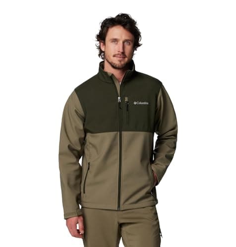 Columbia Mens Ascender Softshell Full Zip Rain Jacket, Stone Green/Greenscape, 2X