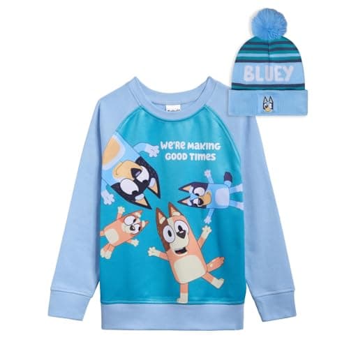Bluey Bingo Dad Little Boys Sweatshirt and Hat Bluey/Bingo/Bandit/Chilli 7-8
