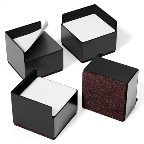 Bed Risers 2 inch Heavy Duty, 4 Pack Black Square Metal Self-Adhesive, Oversized Furniture Risers for Bed Desk Table Sofa Couch, Support up to 6000 lbs, Protect Hardwood Floors from Scratches