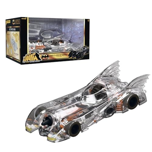 Super7 Super Cyborg Batman Batmobile 1989 (Clear) - 13.9" Batman Action Figure Vehicle - Classic Movie Collectibles and Retro Toys