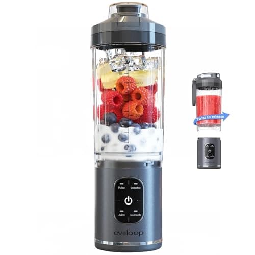 Personal Blender, Portable Blender for-Smoothies and Shakes, Ice crush, Juice, Pulse, 4 Programs, Cordless, USB-C Rechargeable, 18 oz removable Vessel, Lids and Straws, BPA Free, Dishwasher Safe