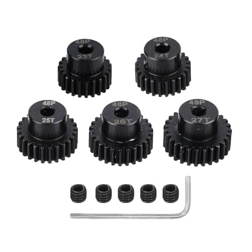 5Pcs Metal Steel 48P Pinion Gear Sets with Hex Key for RC Car, Truck & Off-Road Vehicles (26T 27T 28T 29T 30T)