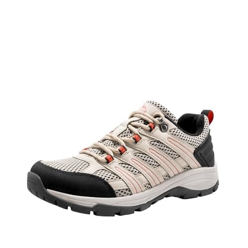 NORTIV 8 Women's Hiking Shoes Lightweight Breathable Mesh Walking Sneakers Outdoor Work Shoes Wander,Size 6.5,Sand-Pu,SNHS222W