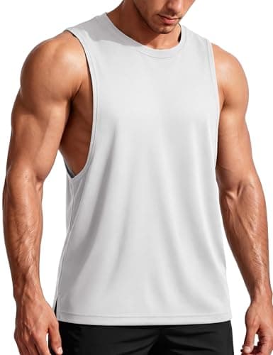 TACVASEN Sleeveless Shirts for Men Workout Muscle Tank Tops Quick Dry White