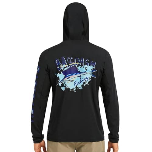 BASSDASH Men’s UPF 50+ Graphic Fishing Hoodie Shirts UV Sun Protection Long Sleeve Moisture Wicking Performance FS48M