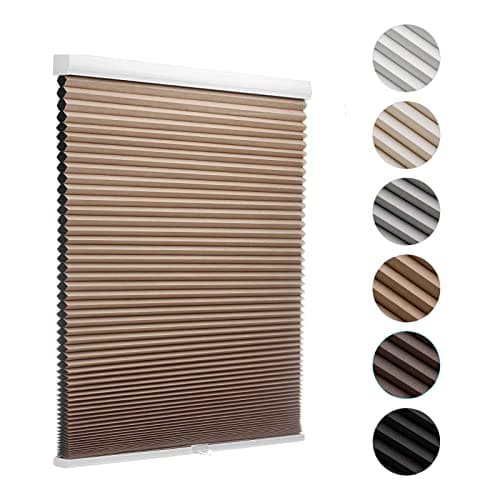 MYshade Cordless Blackout Cellular Shades for Windows, Honeycomb Window Shades with Thermal Insulation, Child & Pet Safe Room Darkening Shade, Easy Install,20" W x 50" H, Light Brown