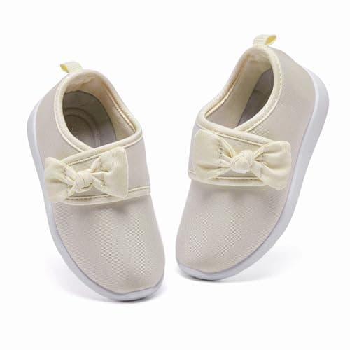 nerteo Toddler Sneakers Kids Tennis Shoes Girls Footwear Breathable Running Walking Shoes 10 US Toddler Beige