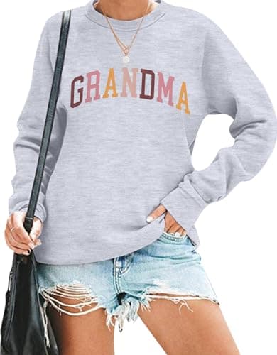 Grandma Sweatshirt Women Nana Life Grandma Letter Print Crewneck