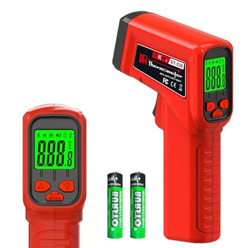 FKM Laser Thermometer Gun Non-Contact Infrared Temperature Gun,-58°F~986°F(-50°C~530°C) AdjustableEmissivity,Digital Thermometer Gun for Industrial,Kitchen Cooking,Oven,Automotive,HVAC,Not for Human