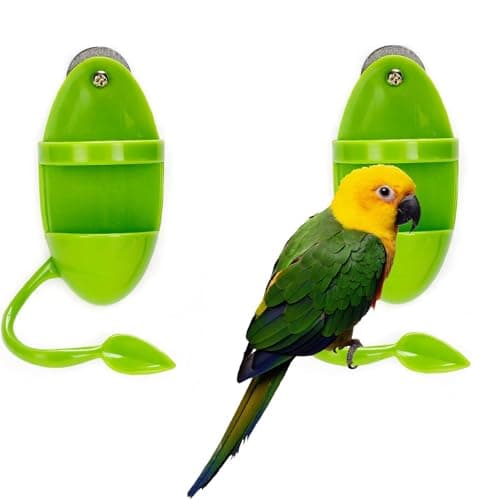 2Pcs Plastic Millet Holder for Bird Cage,Cuttlebone Feeding Cup Seed Dispenser Accessories for Parrots Small Birds