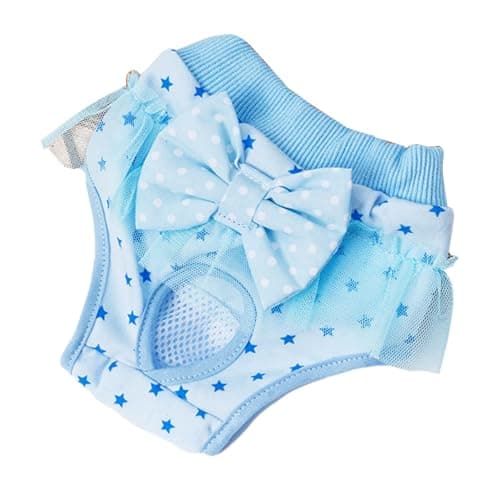 YiZYiF Cute Reusable Puppy Diapers for Female Dogs Washable Period Pants with Bowknot Breathable and Leak-Proof Nappies Sky Blue Small