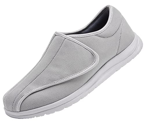 YURUMA Mens Walking Wide Shoes Velcr Diabetic Swollen Feet Grey 40/7
