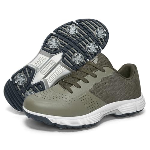 Zakey Waterproof Professional Golf Shoes Men Spikes Golf Sneakers Male Outdoor Anti Slip Walking Footwears (7,Green)