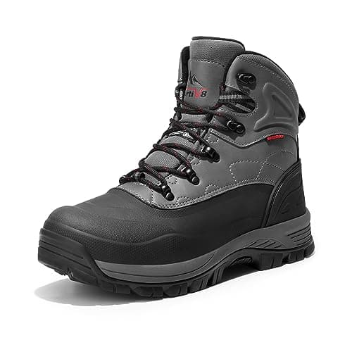 NORTIV 8 Men's Insulated Waterproof Construction Hiking Winter Snow Boots,Size 10,Grey/1,TUNDRA
