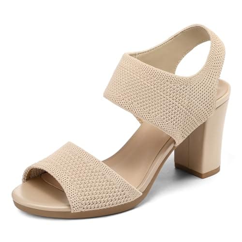 mysoft Women's Chunky Block High Heels Slingback Open Toe Heeled Sandals