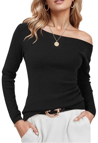 Arach&Cloz Women's Long Sleeve Fall Sweater Party Date Night Outfit Black M