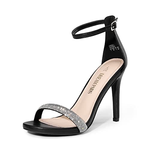 DREAM PAIRS Women's Open Toe High Heels Stiletto Heeled Sandals Sexy Dressy Shoes,Size 5.5,Black-Rhinestone,KARRIE-1