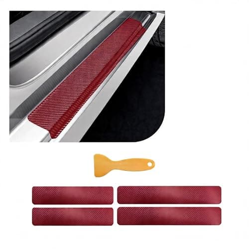 TyranCoupe Door Sill Protector Car Accessories & Automotive Door Entry Guard, 4PCS 3D Carbon Fiber Car Door Sticker, Anti-Scratch Universal Fit for Cars SUV Trucks (3D Red)