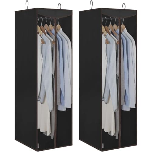 STORAGE MANIAC Garment Bags for Hanging Clothes, 57-Inch, Black, 2-Pack