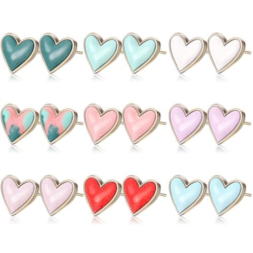 Tondiamo 9 Pairs Summer Butterfly Seashell Earring for Women Cute Lightweighted Spring Summer Party Accessories Jewelry Gifts(Valentine's Day Heart)