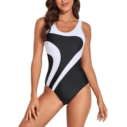Miccina Women‘s Athletic One Piece Swimsuit Racerback Competitive Training Bathing Suit