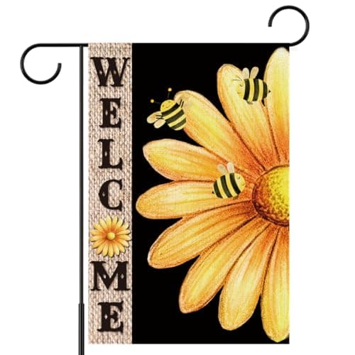 Welcome Flags for Outside,Bee Daisy Summer Garden Flag for Yard Patio Lawn Decoration,12x18 Inch Double Sided