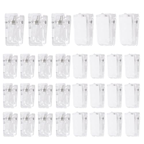 NovaPuff 30 Pcs Clear Self-Adhesive Clips, Sticky Plastic Photo Clips Small Hanging Spring Clip for Poster Photo Wall/Teacher Home Applications