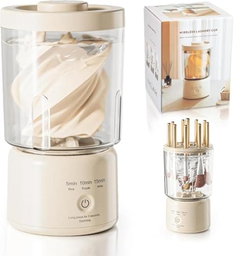 Portable Mini Washing Machine, Underwear Washing Machine Small Clothes Washer Makeup Brush Cleaner (Cream)