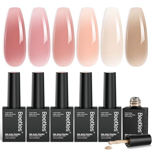 Beetles Jelly Gel Nail Polish, 6 Colors Nude Pink Brown Neutral