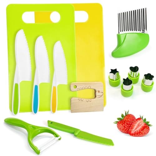 13 Pcs Kids Knife Set for Real Cooking Safe Kitchen Tools for Ages 4+