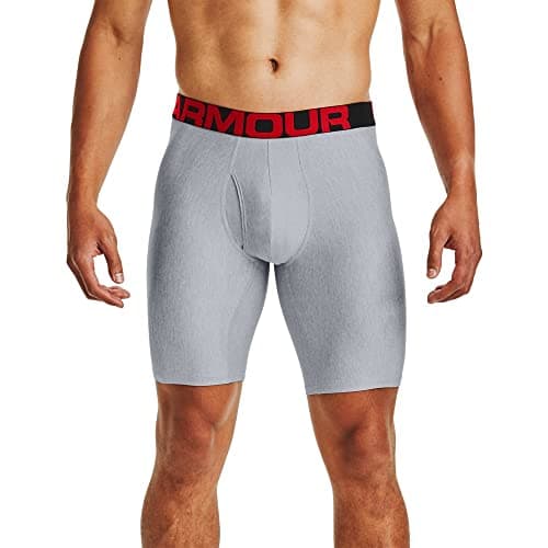 Under Armour mens Tech 9-inch Boxerjock 2-Pack, Mod Gray Light Heather (011)/Jet Gray Light Heather, X-Small