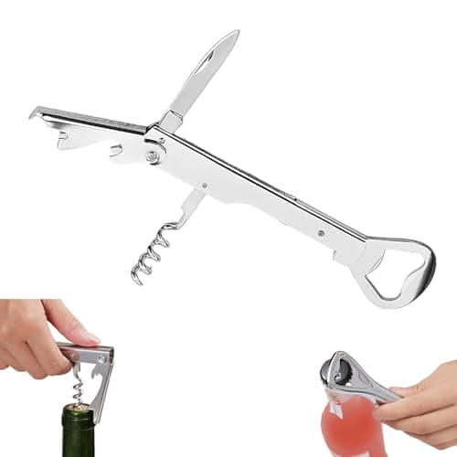 Wine Key for Bartenders, Professional Double Hinged Wine Opener with Foil Cutter, Wine and Beer Bottle Opener for Servers, Stainless Steel Corkscrew