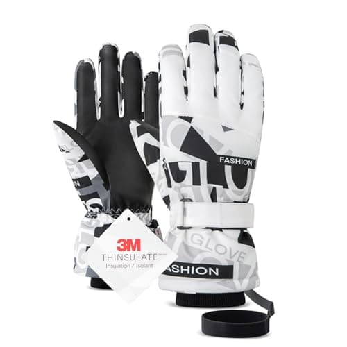 2THESTARS Winter Ski Gloves Waterproof Windproof Snow Gloves Thermal Insulated Touchscreen with Pocket for Men Women Cycling Hiking Outdoor Sports Work - Gray-White Blend,Medium