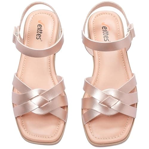 Veittes Women's Flat Slide Sandals - Dressy Comfortable Flat Sandals Ladies Summer Shoes.(2307022,GD/MF,11W)