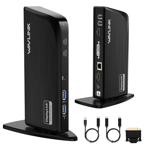 Displaylink Docking Station, WAVLINK 12-in-1 Triple Monitor Docking Station for Mac (DisplayLink Driver Required)/Windows/Chrome, 4K HDMI, 2K HDMI, 2K DVI, Gigabit Ethernet, 6X 5Gbps USB A/C, Audio