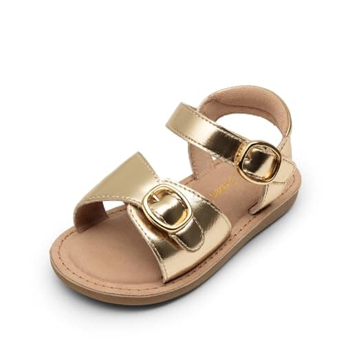 DREAM PAIRS Girls Sandals Fashion Sandal with Adjustable Straps Open-Toe Comfortable Summer Shoes for Toddler Little Kid,Size 5 Toddler,Gold,SKFS26001K