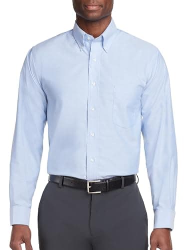 Van Heusen Men's Dress Shirt Regular Fit Oxford Solid, Blue, 3X-Large