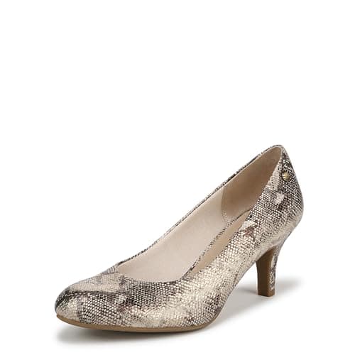 LifeStride Womens Parigi Pumps Taupe Foiled Snake 9.5 W