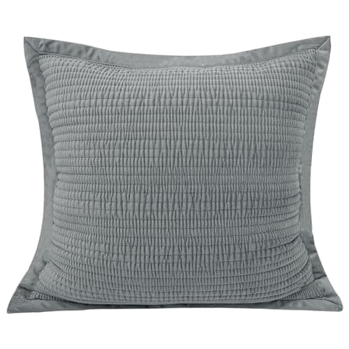 COCOPLOCEUS 1 Piece 18x18 Pillow Cover Velvet Striped Pillow Cover Gray Square Cushion Cover Soft Decorative Texture Pillow Covers for Couch Sofa Bedroom Living Room