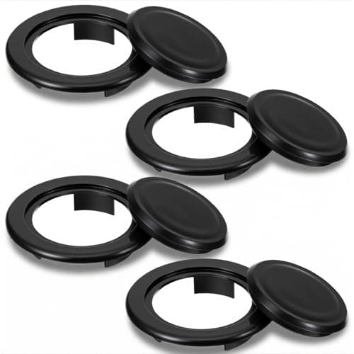 Bremorou 4pcs Patio Table Umbrella Hole Ring and Cap Set, Standard Size Garden Beach Tablet Thicker Hole Ring Plug and Cap Set for Outdoor Garden Table, Deck Yard, Cafe, Milk Tea Shop (Black)