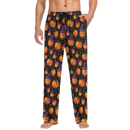 Halloween Pumpkins Witchs Hat Men's Pajama Bottoms Pants for Men Soft Men's Separate Bottoms Lounge Pants XL