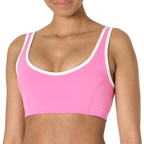 Amazon Essentials Women's Formflex Light Support Contrast Piping Sports Bra Pink/White XX-Large