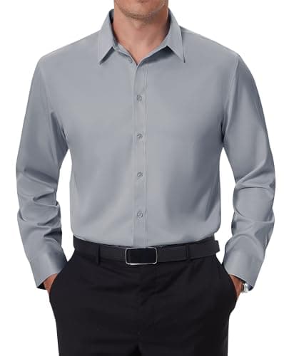 Dress Shirt for Men Untucked Button Down Long Sleeve Shirts Formal Wedding